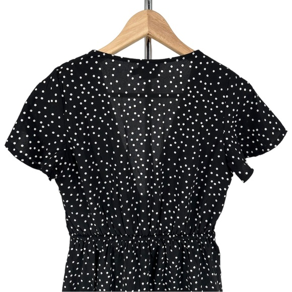 Princess Polly Bobbie Mini Dress Black Polka Dots size 4 V Neck Short Sleeve - Picture 8 of 14